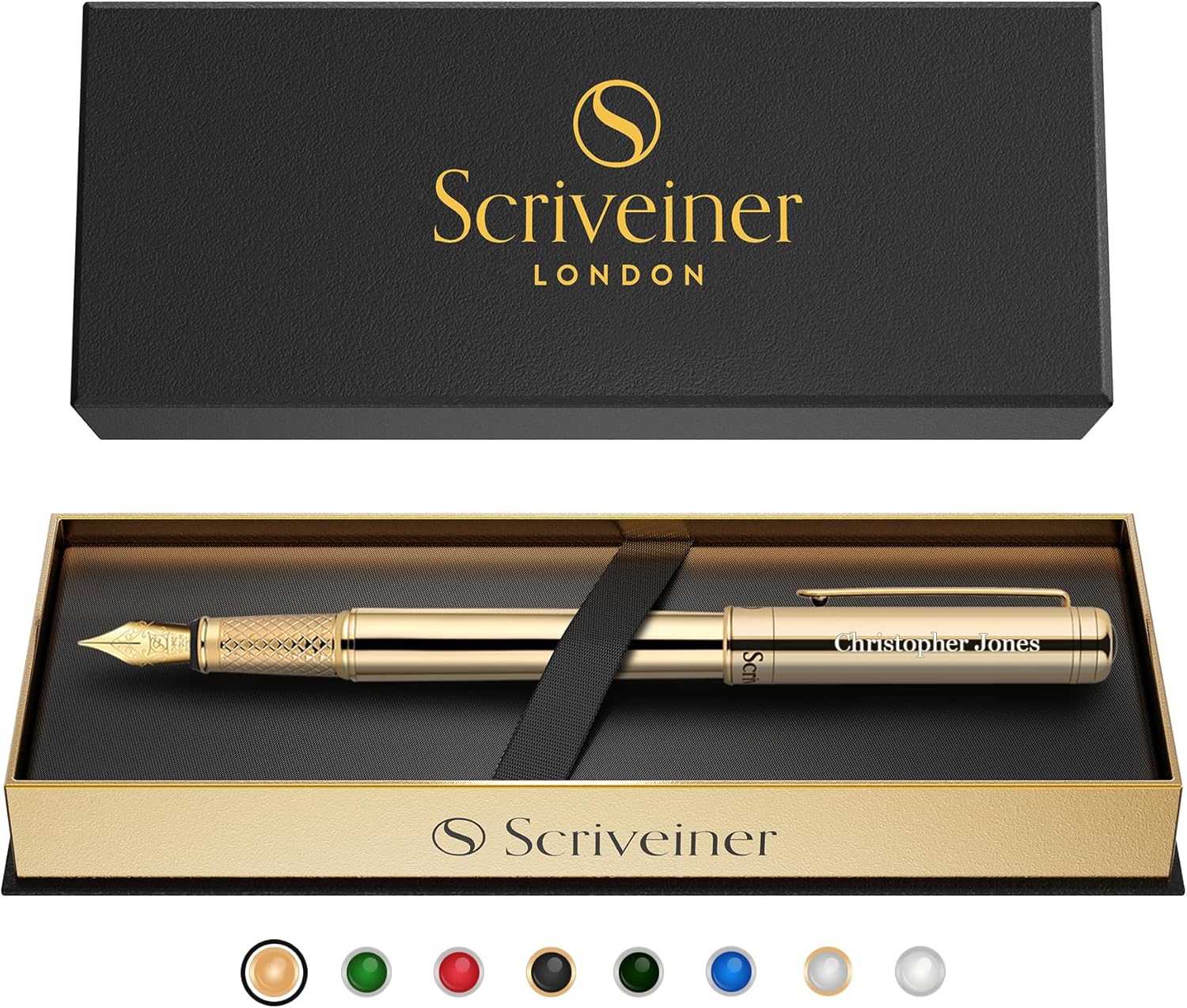 Personalized Gold Fountain Pen - Luxury Engraved Gift Set