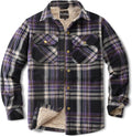 Men's Sherpa Lined Cotton Flannel Shirt Jacket Plaid (Style RBD9)