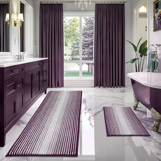 BSICPRO Chenille Bath Mat Set - Soft, Absorbent, Non-Slip Rugs