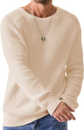 Men's Waffle Textured Crewneck Pullover Sweater - Comfortable Casual