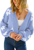 Floral Cropped Cardigan for Women: Stylish Y2K Knit Sweater