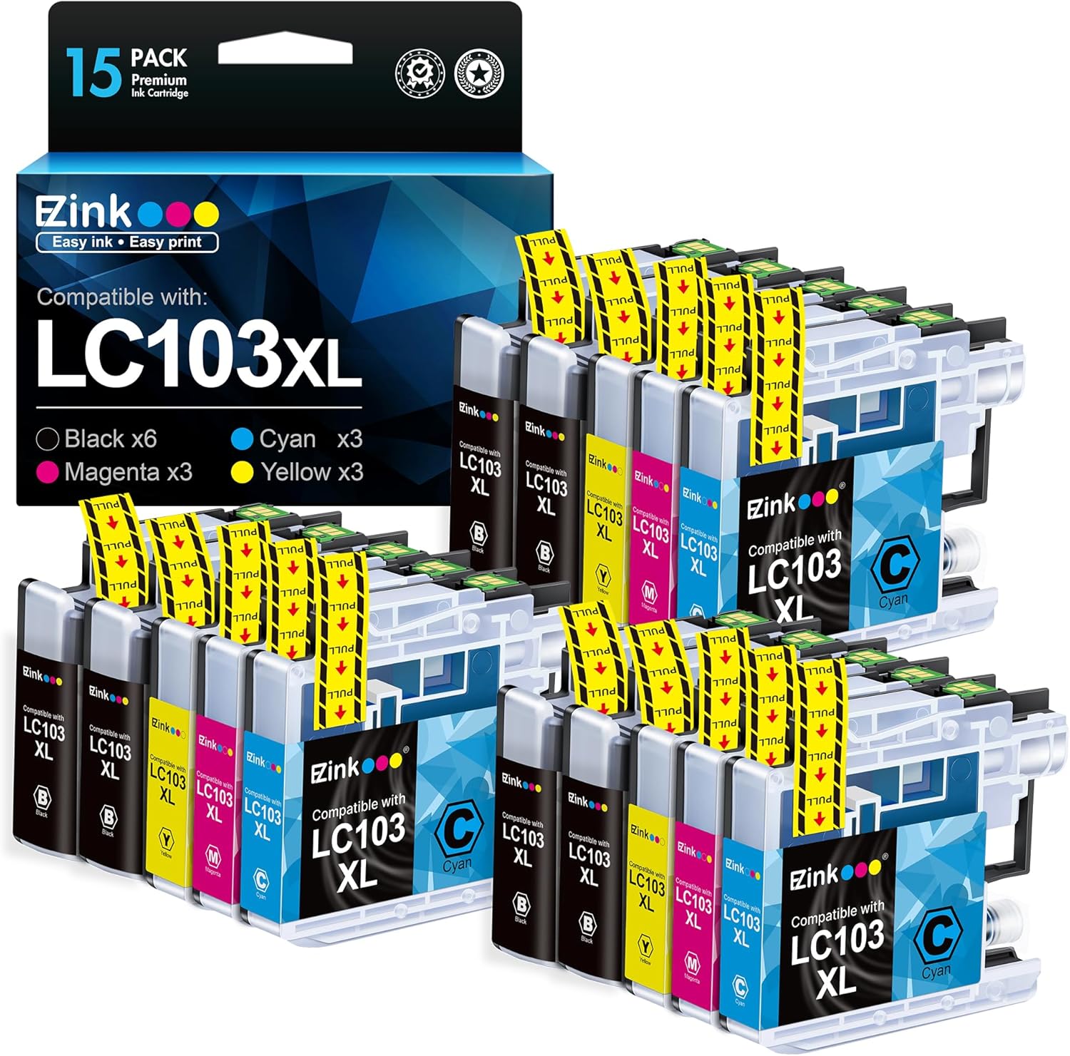 E-Z Ink Pro LC103 Compatible Ink Cartridges for Brother Printers