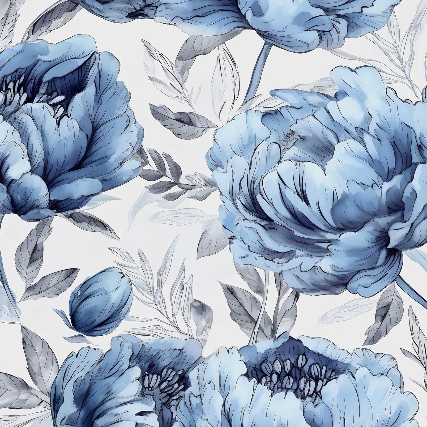 Boho Blue Floral Contact Paper for Stylish Home Decor