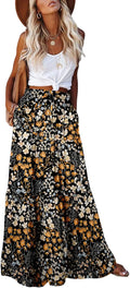 EARKOHA Womens High Waist Tie Paisley Maxi Skirt - Flowy Boho
