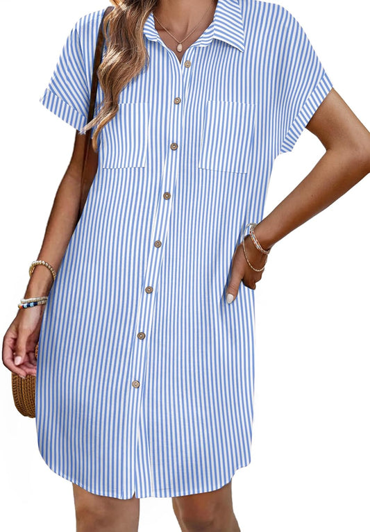 Zeagoo Women's Summer Dress 2025 Cotton Button Down Casual Style