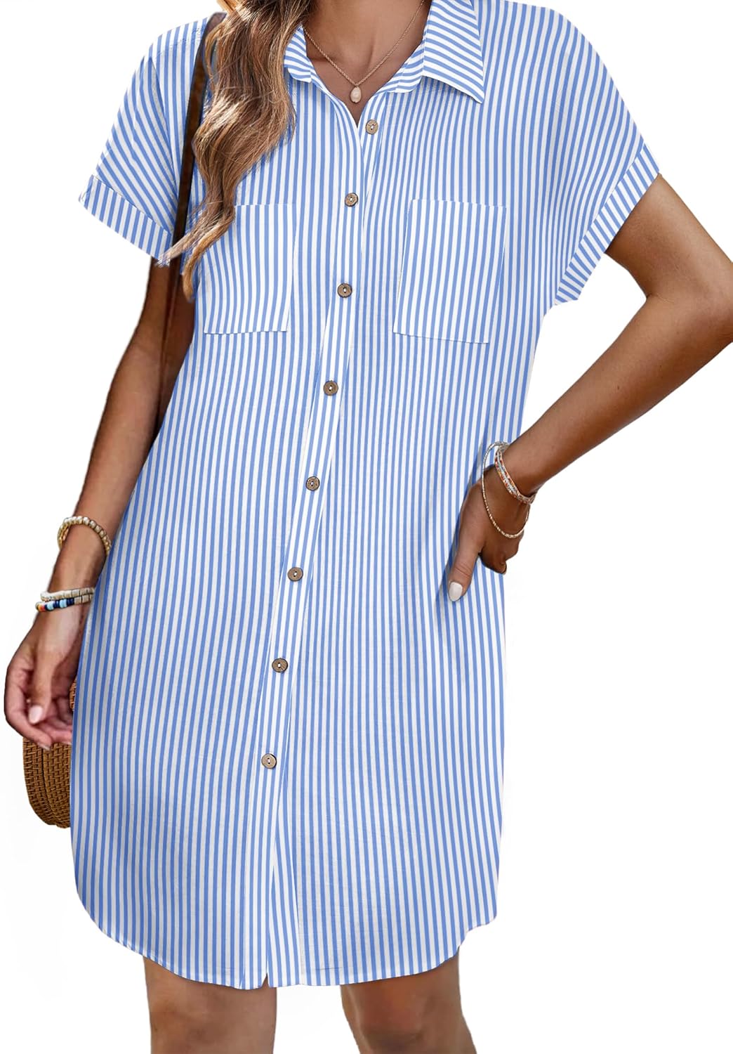 Zeagoo Women's Summer Dress 2025 Cotton Button Down Casual Style