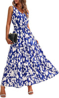 Women Summer Floral Maxi Dress - Elegant Casual V Neck