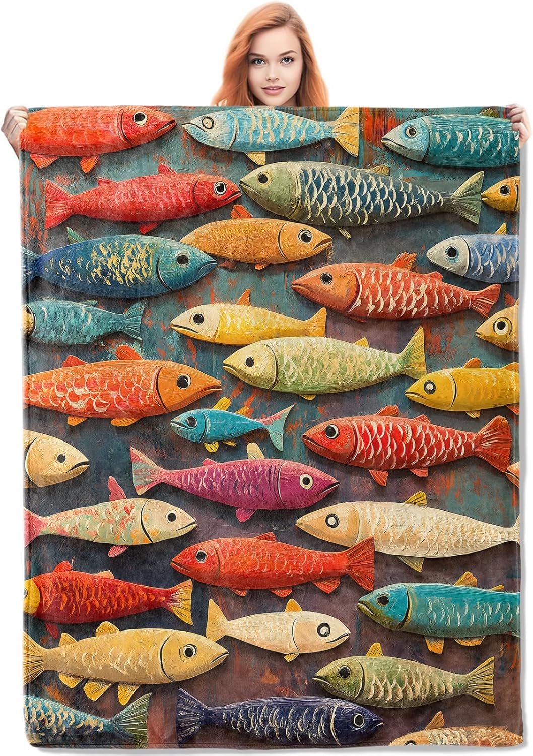 Colorful Ocean Fish Flannel Blanket | Soft & Warm Throw for Home Decor | VANZEV
