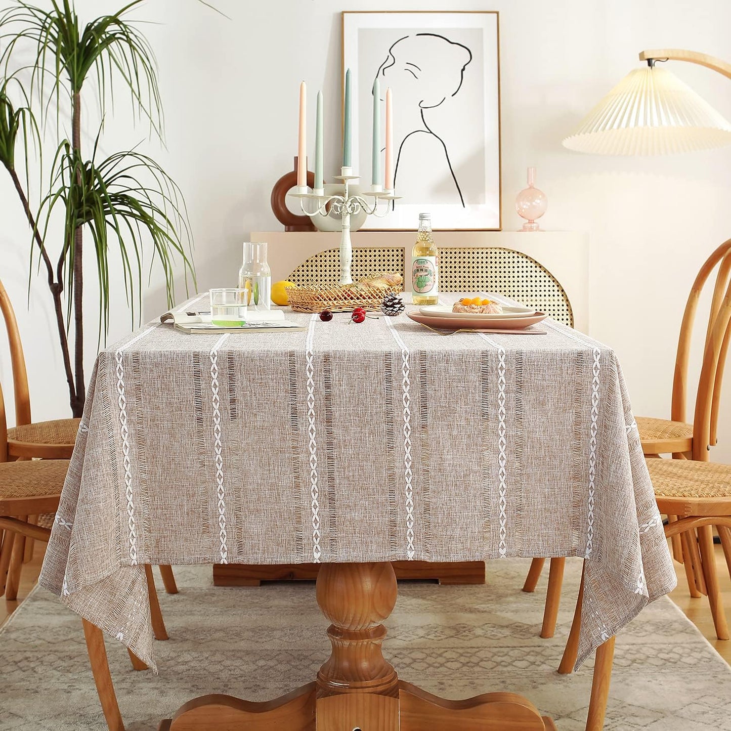 Farmhouse Style Linen Tablecloths for 6 Foot Rectangle Tables