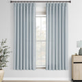 Greyish Blue Pinch Pleated Linen Curtains 72 in Length - Tailored