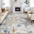 Abstract Living Room Rug 9x12 - Modern Washable Soft Thin Area Rug