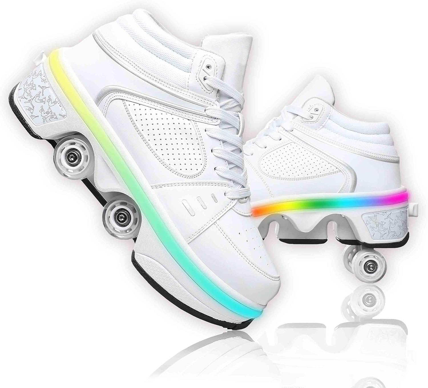 Double-Row Deform Wheel Automatic Walking Shoes for Fun