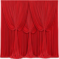Red Backdrop Curtains 4 Panels 20ft x 12ft - Wrinkle Free Party