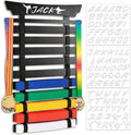10 Belts Karate Belt Display Rack with Stickers - Walnut Martial Arts