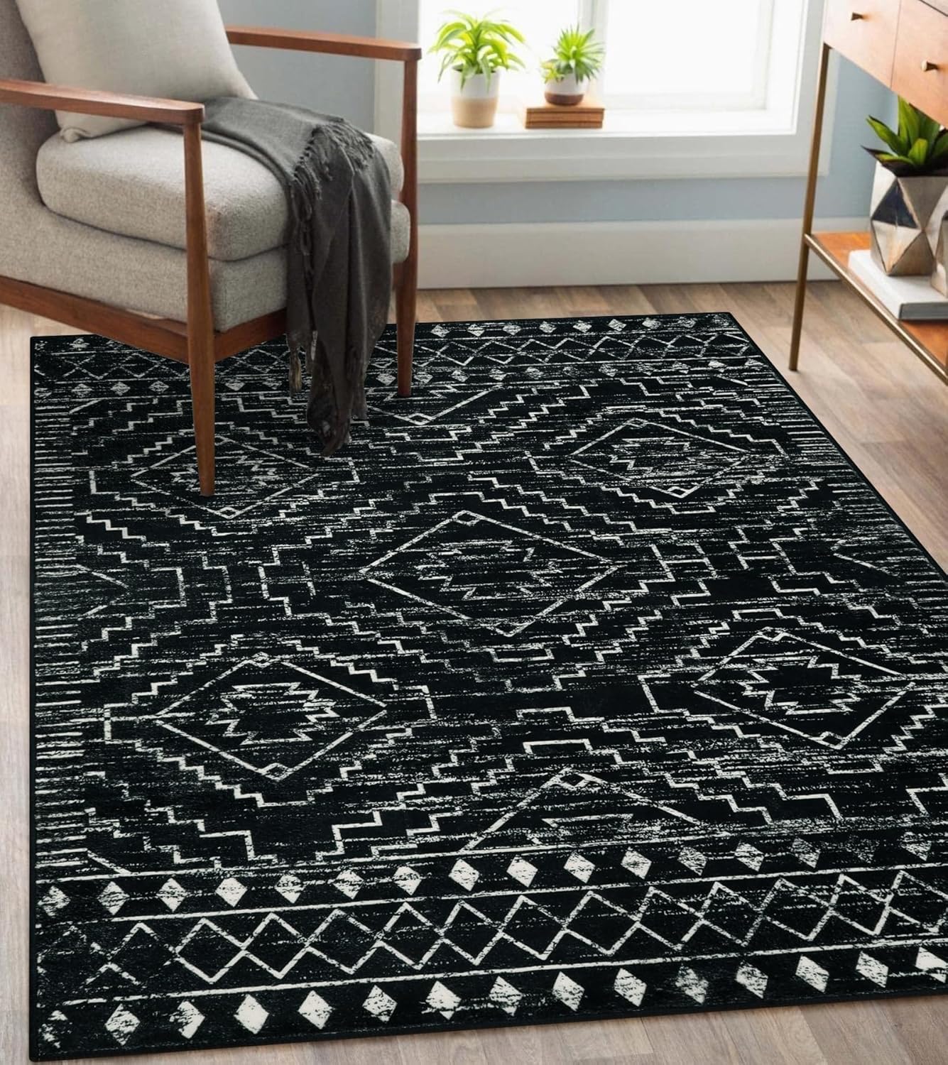 Wonnitar Moroccan Washable Rug 4x6 for Stylish Living Spaces