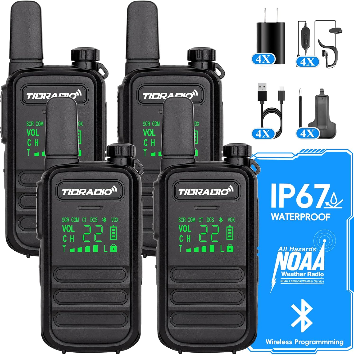TIDRADIO TD-M11 Walkie Talkies Waterproof IP67 Long Range FRS