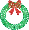 VINGLI 36in Pre Lit Green Christmas Wreath for Door - Bright LED Glow