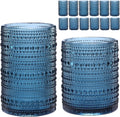 Vintage Glassware Drinking Glasses Set of 12 Blue Hobnail - Retro