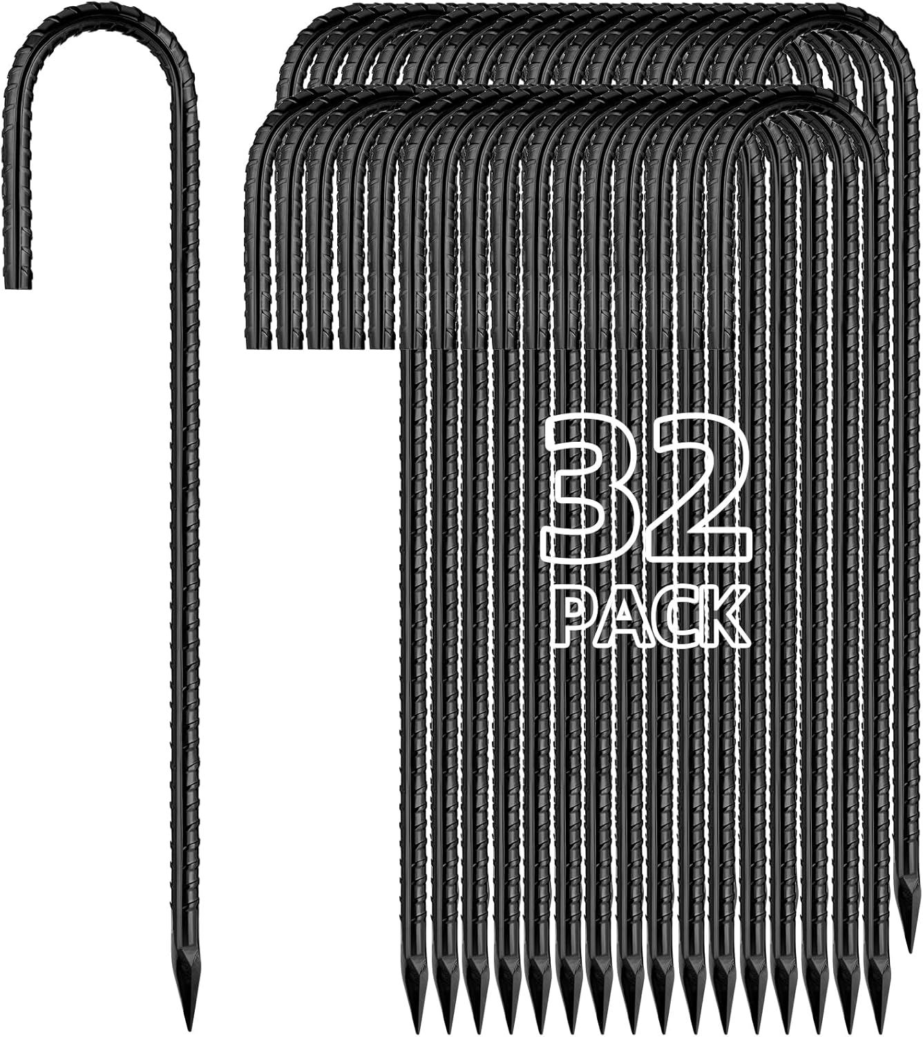 Besitu 12 J Hook Stakes 32-Pack - Heavy Duty Galvanized | Outdoor Essentials