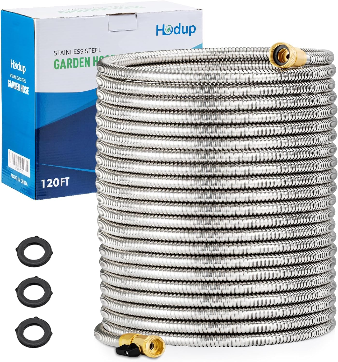 120FT Stainless Steel Metal Garden Hose, Heavy-Duty & Flexible
