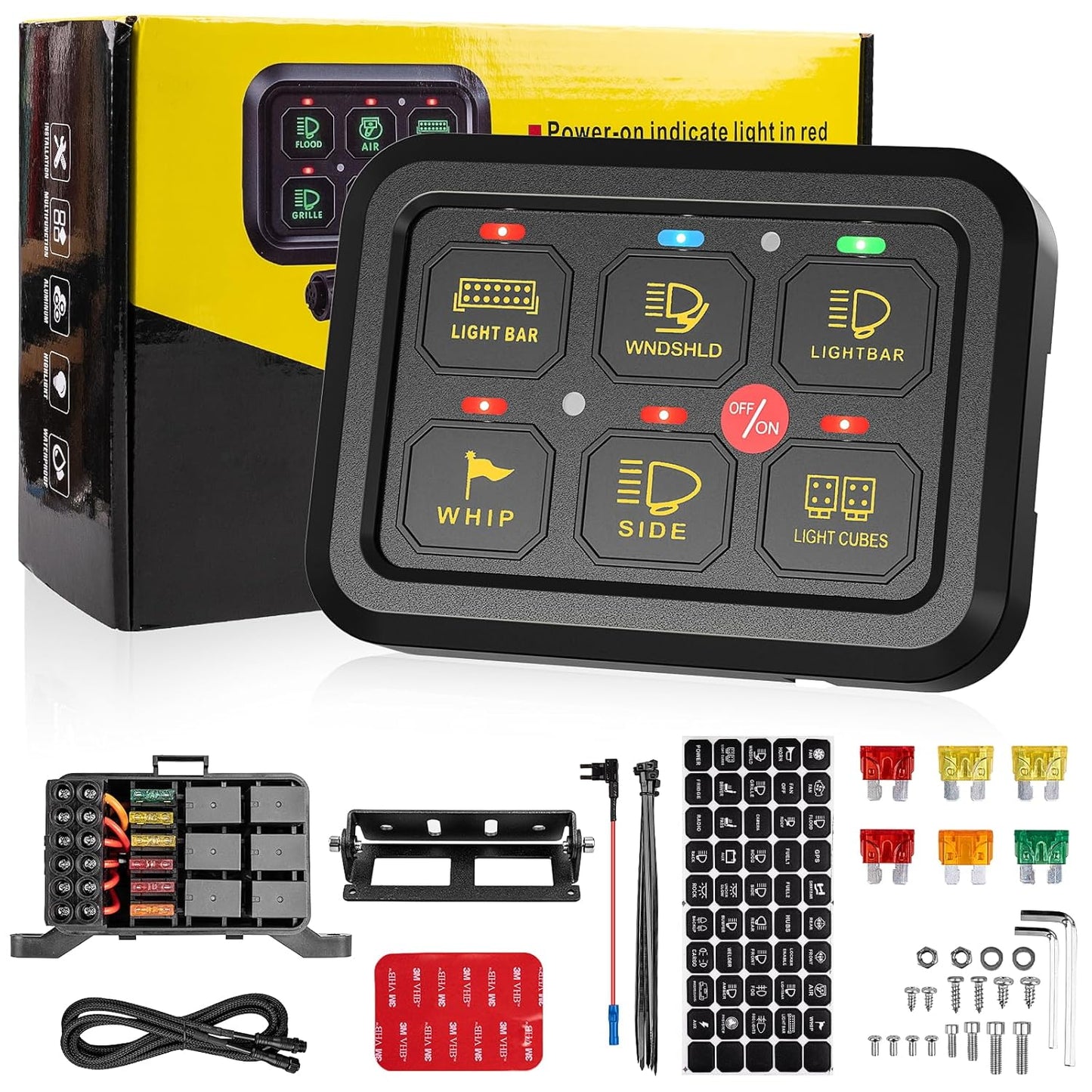 6 Gang Switch Panel with Electronic Relays for Vehicle Control