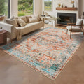 Washable Vintage 8x10 Living Room Area Rug - Low Pile, Non-Slip
