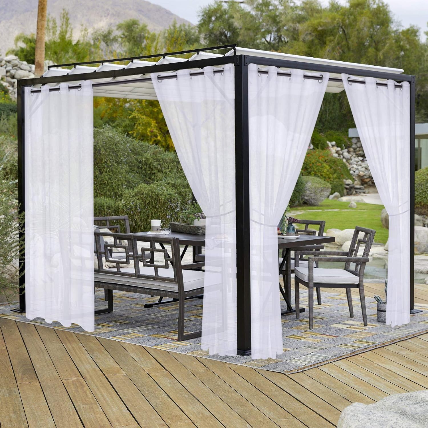LORDTEX Waterproof Sheer Outdoor Curtains for Patio and More