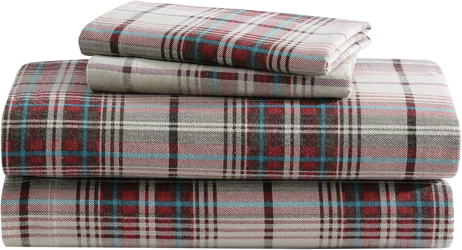 Eddie Bauer Mont Lake Plaid Flannel Sheet Set for Cozy Comfort