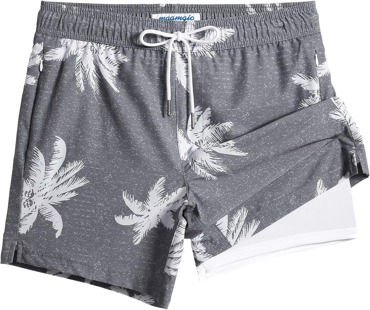 maamgic Mens Swim Trunks with Compression Liner for Comfort