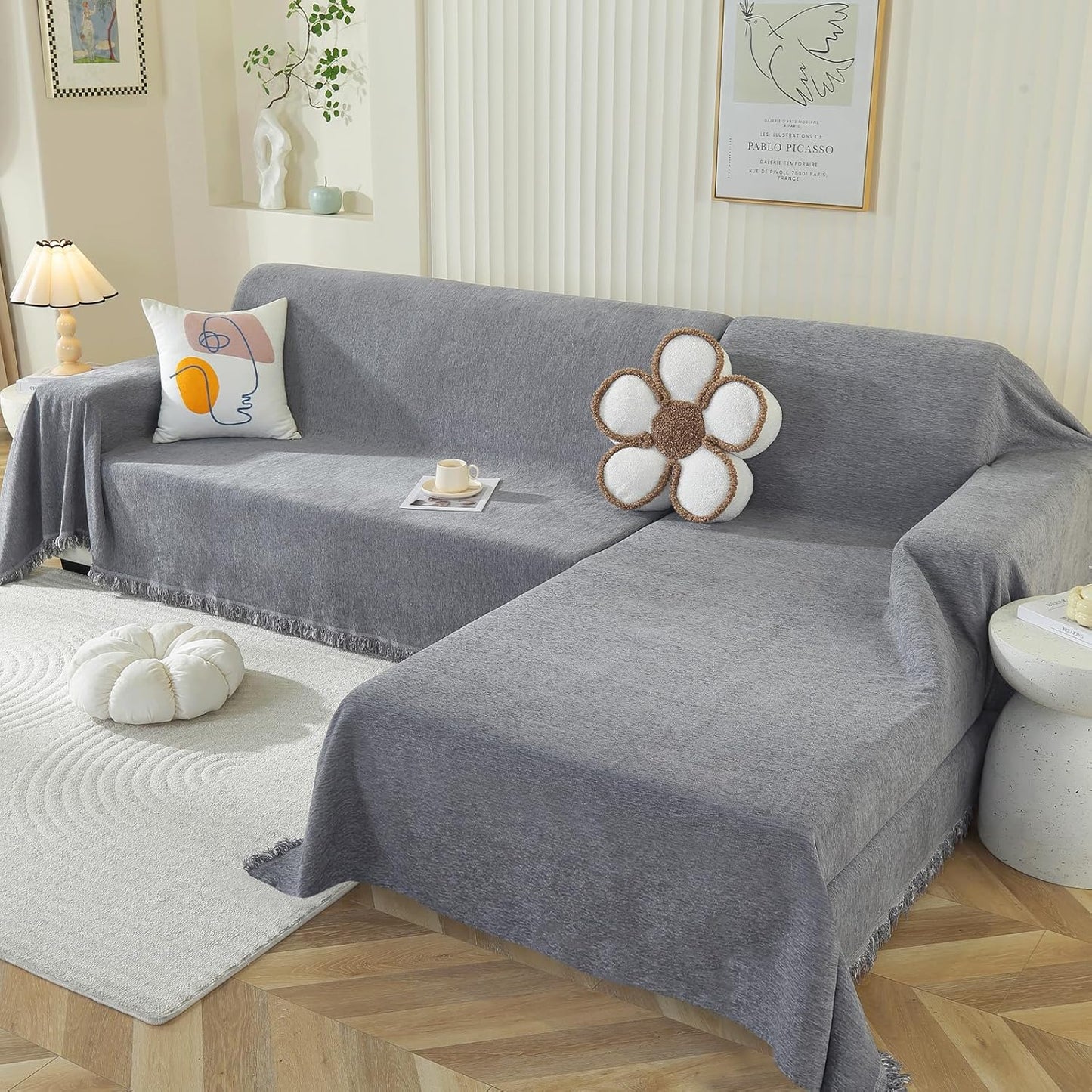 OstepDecor Sectional Couch Covers for L Shaped Sofas