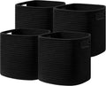 Storage Basket Set of 4 - Stylish Cotton Rope Bins for Organizing