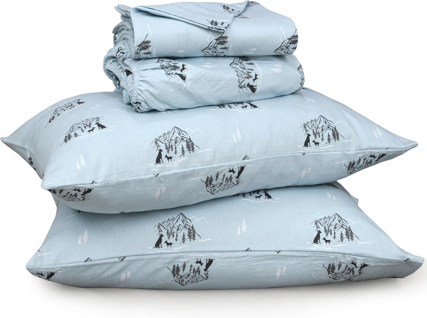 RUVANTI Flannel Sheets King Size Set - 100% Cotton Comfort