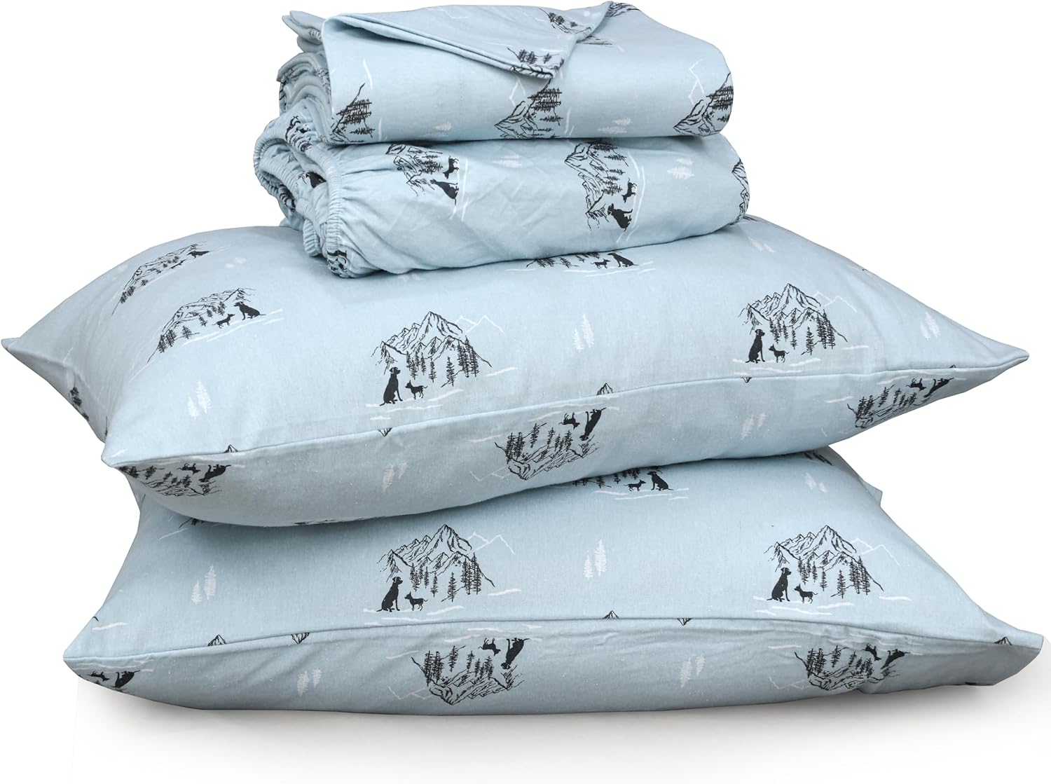 RUVANTI Flannel Sheets King Size Set - 100% Cotton Comfort