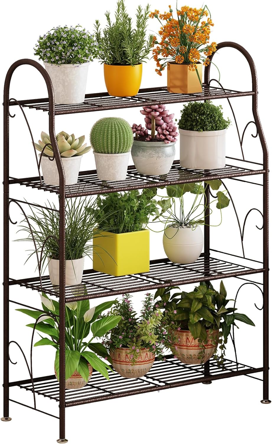 SORCEDAS Plant Stand Indoor Outdoor 4 Tier Metal Corner Shelf