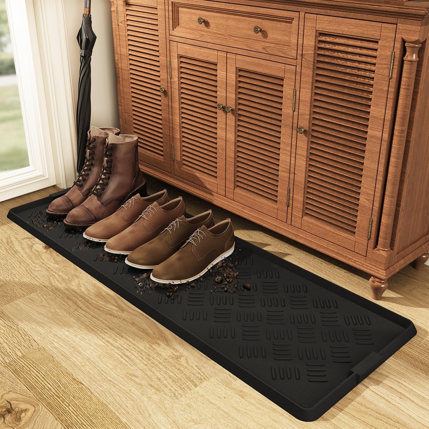 Extra Large Rubber Boot Tray for Entryway - Durable Shoe Mat