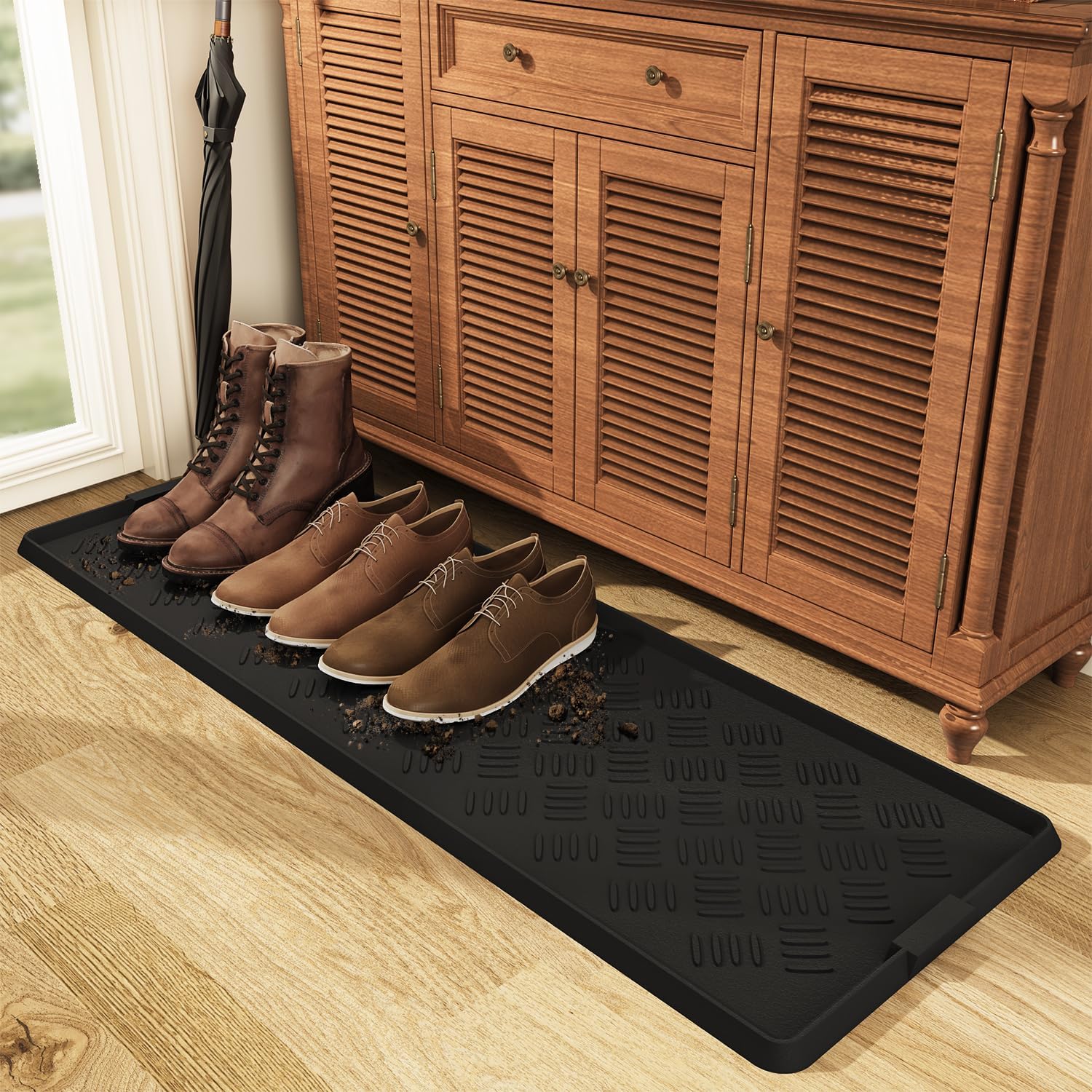 Extra Large Rubber Boot Tray for Entryway - Durable Shoe Mat
