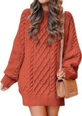 Womens Oversized Cable Knit Sweater Dress - Chunky Long Sleeve