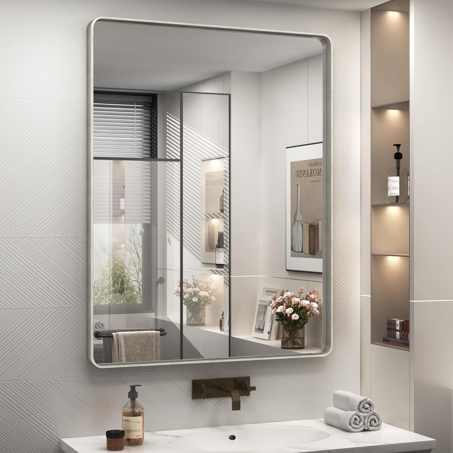 28x36 Silver Bathroom Mirror by CHARMOR - Elegant Design
