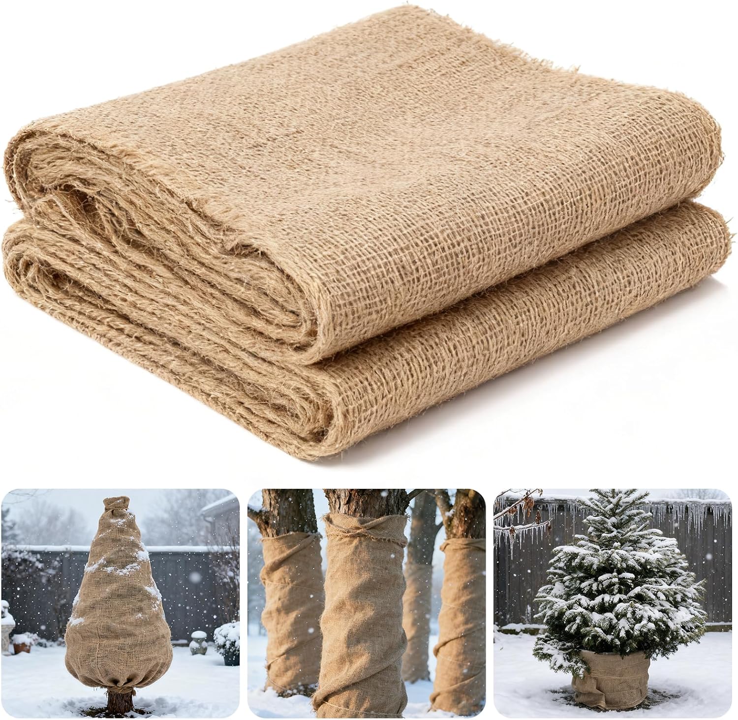 50ft x 40in Natural Burlap Plant Covers for Winter Protection