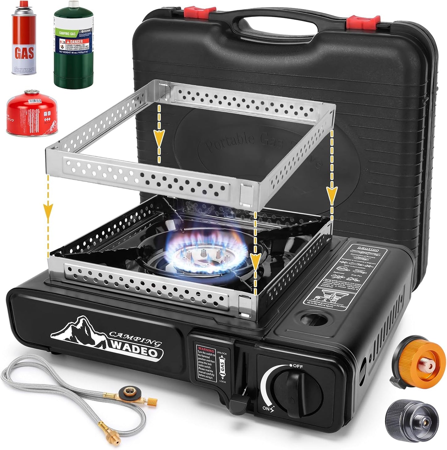 WADEO 3-in-1 Portable Stove with Extension Hose