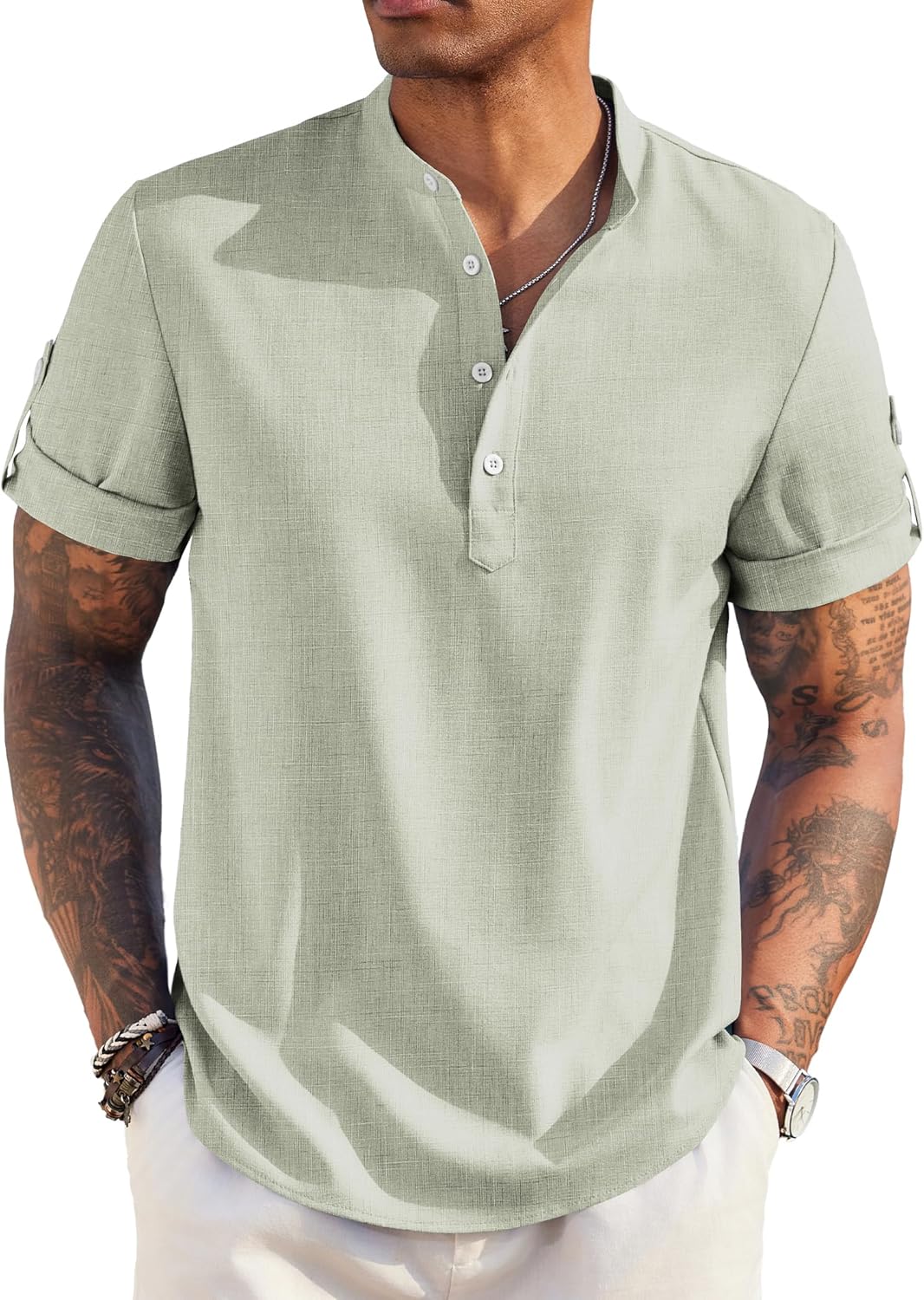 COOFANDY Men's Casual Henley Shirt for Summer Beach Style