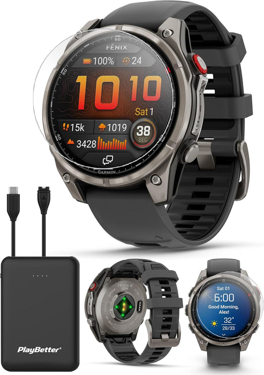 Garmin Fenix 8 Pro AMOLED Sapphire Multisport GPS Smartwatch Bundle