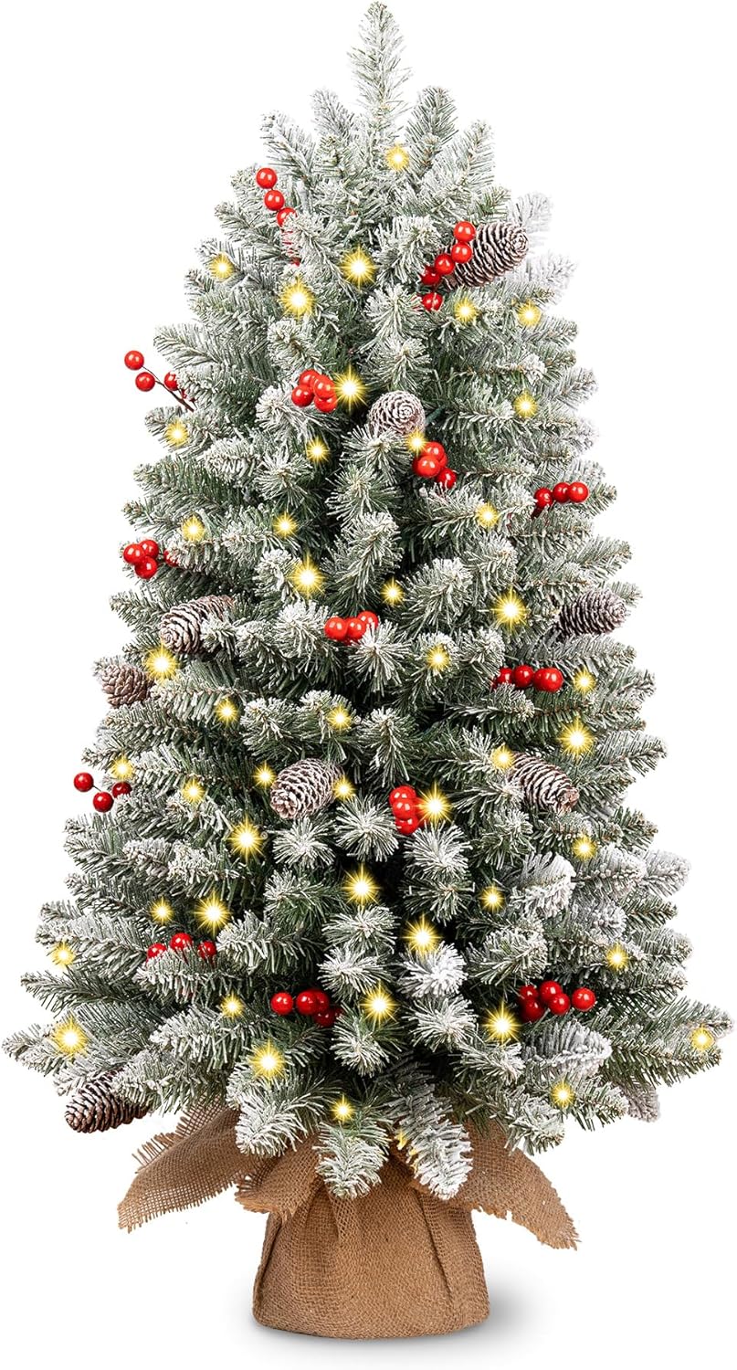 4FT Pre-lit Artificial Mini Christmas Tree for Festive Decor