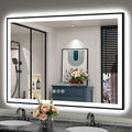 50x36 Black Framed LED Bathroom Mirror with Lights - Bright, Anti-Fog