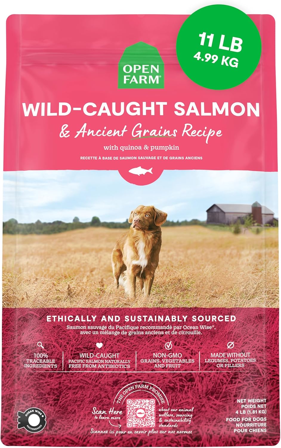 Open Farm Ancient Grains Dry Dog Food with Wild Caught Salmon
