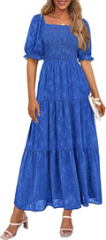 PRETTYGARDEN Women's 2025 Square Neck Midi Dress - Flowy Floral Boho