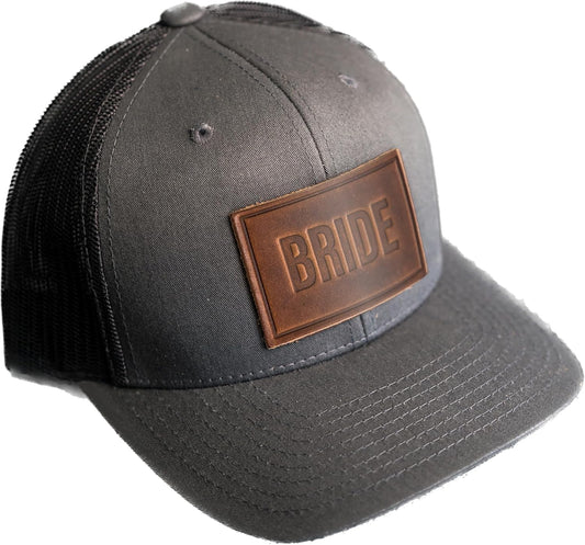 Bride and Groom Leather Patch Trucker Style Hats for Weddings