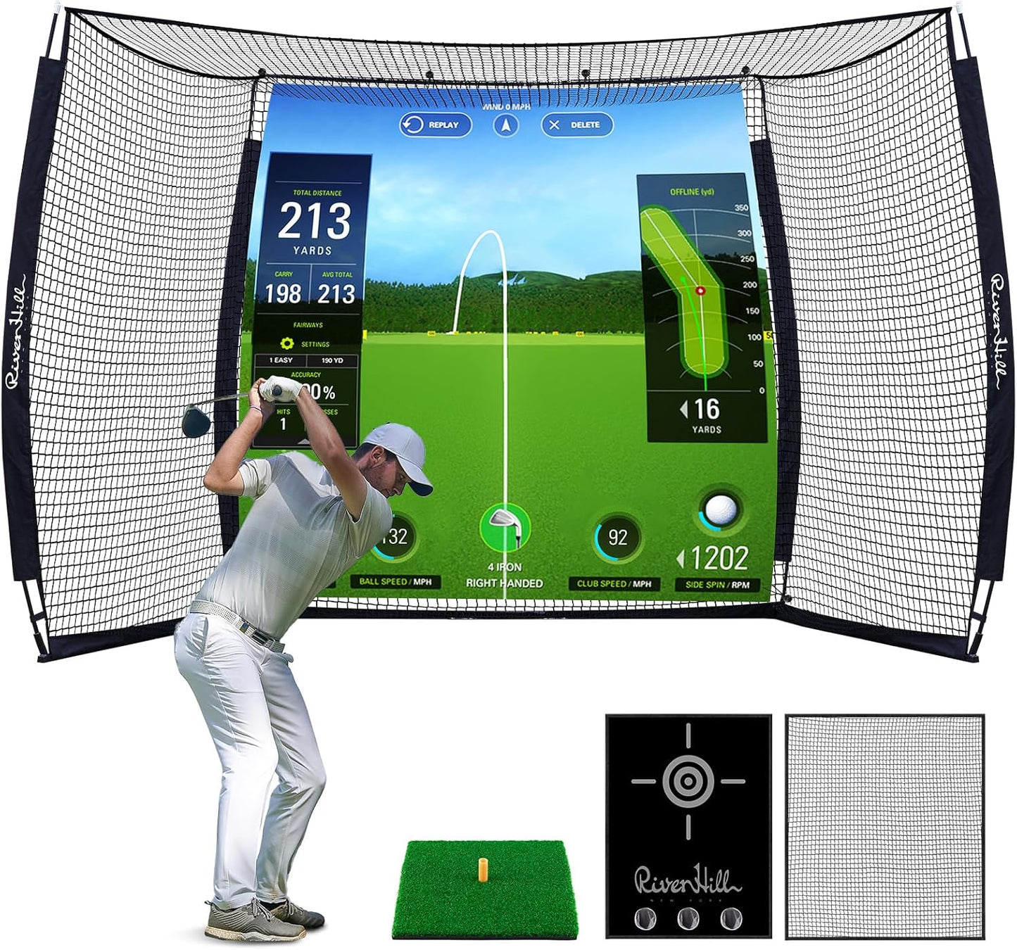 Golf Cage with Impact Screen for Indoor and Outdoor Practice