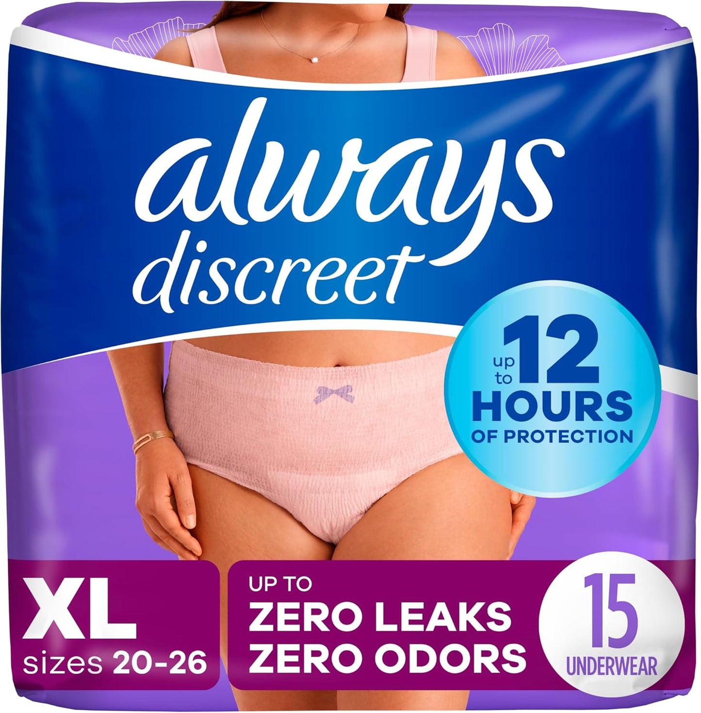 Always Discreet XL Incontinence Underwear, 15ct - Maximum Absorbency