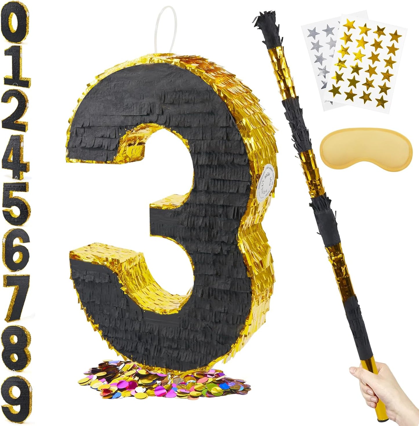 20 Inch Number 3 Pinata for Birthday Party Decorations and Fun
